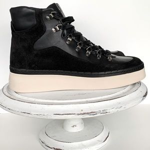 VINCE Soren Womens 9M Leather & Suede Waterproof Black Lace Up High Top Sneakers